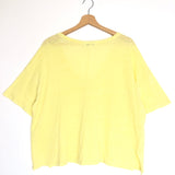 Light Yellow V-neck Oversized Linen Tee - One Size
