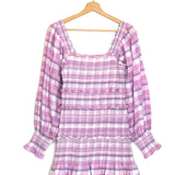 Lilac Checkered Smock Ruffled Embroidered Mini Dress / LOVE SHACK FANCY - Size S