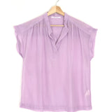 Lilac Cotton and Silk Veil Fluid Blouse / POMANDERE - Size 34