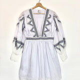Lilac Embroidered Balloon Sleeves Mini Dress / SCARLETT POPPIES - Size S