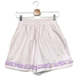 Lilac Floral Ruffle Scallop-Print Shorts / HOUSE OF YAJA - One Size