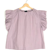 Lilac LEIGH Cotton Poplin Flutter Sleeves Top / ULLA JOHNSON - Size US 6