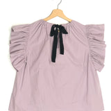 Lilac LEIGH Cotton Poplin Flutter Sleeves Top / ULLA JOHNSON - Size US 6