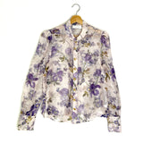 Lilac Lyrical Tuck Print Linen and Silk Blend Co-Ord Set / ZIMMERMANN - Size Top AUS 2 | Shorts AUS 1