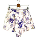 Lilac Lyrical Tuck Print Linen and Silk Blend Co-Ord Set / ZIMMERMANN - Size Top AUS 2 | Shorts AUS 1