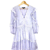Lilac RILAS Satin Embroidered Tiered Mini Dress / MAJE - Size 36