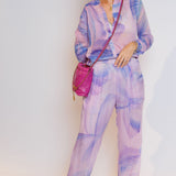 Lilac Star-print Silk Pants / FORTE_FORTE - Size 0
