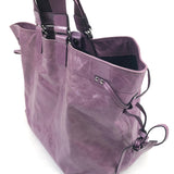 Lilac WARDY Crinkled Leather Four Handles Large Tote Bag / ISABEL MARANT