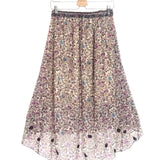 Lilac/Multicolor JOSLIN Floral Asymmetric Midi Skirt / ZADIG & VOLTAIRE - Size 38