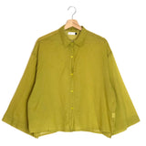 Lime Green Cotton Veil Long Sleeves Shirt / NOSS LABEL - Size M