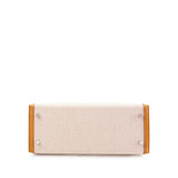 Limited Edition Kelly 28 Sellier Sesame Swift Leather and Toile H Canvas with Palladium Hardware / HERMES