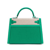 Hermès Limited Edition Kelly 32 Sellier – Menthe Swift Leather & Berline Toile with Palladium Hardware