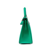 Hermès Limited Edition Kelly 32 Sellier – Menthe Swift Leather & Berline Toile with Palladium Hardware