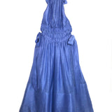 Luminous Blue Gathered Linen and Silk-blend Halter Neck Maxi Dress / ZIMMERMANN - Size 0