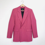 Magenta Stretch Double-Breasted Suit Jacket / MAJE - Size 36