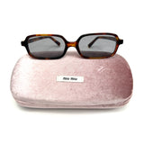 Mahogany Tortoiseshell REGARD Acetate Rectangular Sunglasses / MIU MIU