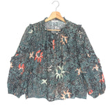 Malachite Green MANET Floral Printed Cotton Blouse / ULLA JOHNSON - Size US 8