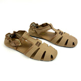 Malt Beige Ruches Cotton and Nappa Leather Fisherman Sandals / MIU MIU - Size 38