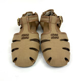 Malt Beige Ruches Cotton and Nappa Leather Fisherman Sandals / MIU MIU - Size 38