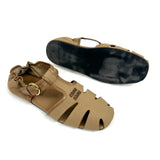 Malt Beige Ruches Cotton and Nappa Leather Fisherman Sandals / MIU MIU - Size 38