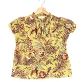 Marigold Yellow EVELYN Printed Cotton Poplin Top / ULLA JOHNSON - Size 0