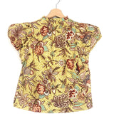Marigold Yellow EVELYN Printed Cotton Poplin Top / ULLA JOHNSON - Size 0