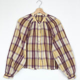 Maroon and Mustard Checked Cotton Top - model BLANDINE / ISABEL MARANT ETOILE - Size 34