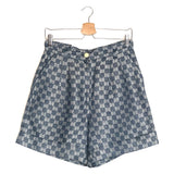 Medium Blue Linen/flax Jacquard GG Monogram Motif High Waist Shorts / GUCCI - Size 42 IT