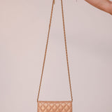 Metallic Beige CC Quilted Lambskin Coin Charm WOC Leather Bag / CHANEL