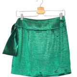 Metallic Electric Green COBALT Satinated Wrap Around Mini Skirt / BA&SH - Size 0