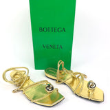 Metallic Gold ADAM Apple Braided Ankle-Wrap Flat Sandals / BOTTEGA VENETA - Size 39
