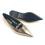 Metallic Gold Croc-effect Leather Ballet Flats / VICTORIA BECKHAM - Size 39