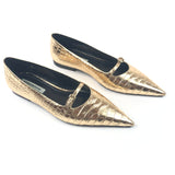 Metallic Gold Croc-effect Leather Ballet Flats / VICTORIA BECKHAM - Size 39