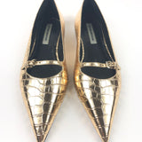 Metallic Gold Croc-effect Leather Ballet Flats / VICTORIA BECKHAM - Size 39