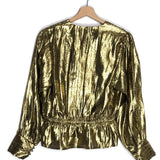 Metallic Gold NADEEN Peplum Wrap Pleated Gathered Blouse / JOIE - Size XS