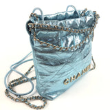 Metallic Light Blue Chanel 22 Mini Handbag / CHANEL