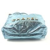 Metallic Light Blue Chanel 22 Mini Handbag / CHANEL