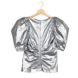 Metallic MAGINI Striped Cotton Puffed Sleeves Blouse / ISABEL MARANT - Size 36