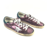 Metallic Purple with Grey Star Leather Low Top Sneakers / GOLDEN GOOSE DELUXE - Size 40