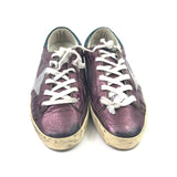 Metallic Purple with Grey Star Leather Low Top Sneakers / GOLDEN GOOSE DELUXE - Size 40
