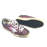 Metallic Purple with Grey Star Leather Low Top Sneakers / GOLDEN GOOSE DELUXE - Size 40