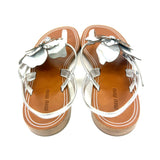 Metallic Silver 3D Flower Slingback Ankle Strap Sandals / MIU MIU - Size 40