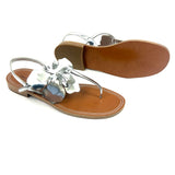 Metallic Silver 3D Flower Slingback Ankle Strap Sandals / MIU MIU - Size 40