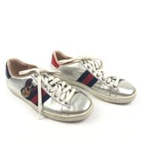 Metallic Silver ACE Dog Embroidered Low Top Sneakers / GUCCI - Size 36.5