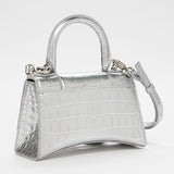Metallic Silver Hourglass Xs Top-handle Bag / BALENCIAGA