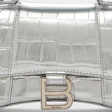 Metallic Silver Hourglass Xs Top-handle Bag / BALENCIAGA