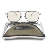Metallic Silver-tone Titanium Rectangle Sunglasses / GENTLE MONSTER