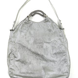 Metallic Silver XL RODEO DRIVE Perforated Calfskin Leather Hobo Bag / CHANEL
