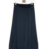Midnight Blue Matte Satin LOTUS Wrap Midi Skirt / RAQUEL ALLEGRA - Size 1