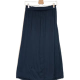 Midnight Blue Matte Satin LOTUS Wrap Midi Skirt / RAQUEL ALLEGRA - Size 1